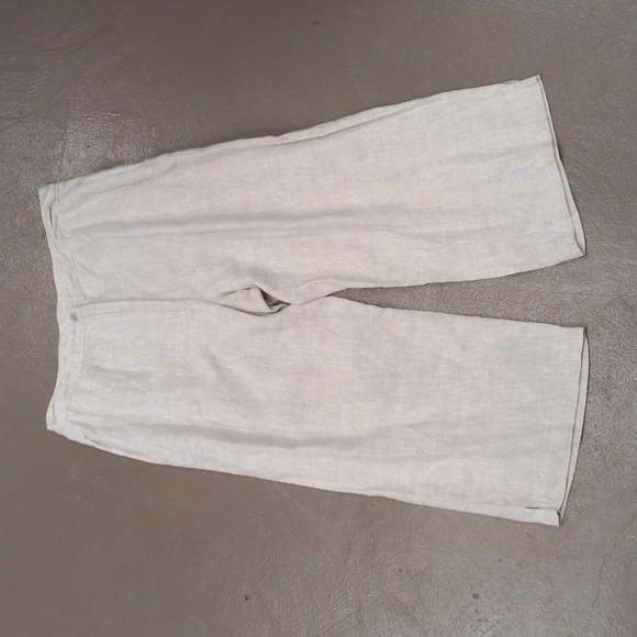 **VINTAGE**CRISTIAN TRAPANI OATMEAL COLORED 100% LINEN CAPRIS WITH POCKETS - Picture 16 of 16